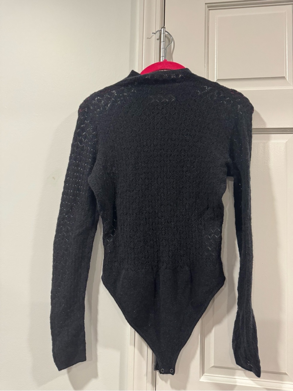 Abercrombie & Fitch Black Open-Knit V-Neck Bodysuit
